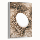 Farmhouse Wall Art: Rustic Egg in Straw Nest Country Décor