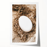 Farmhouse Wall Art: Rustic Egg in Straw Nest Country Décor