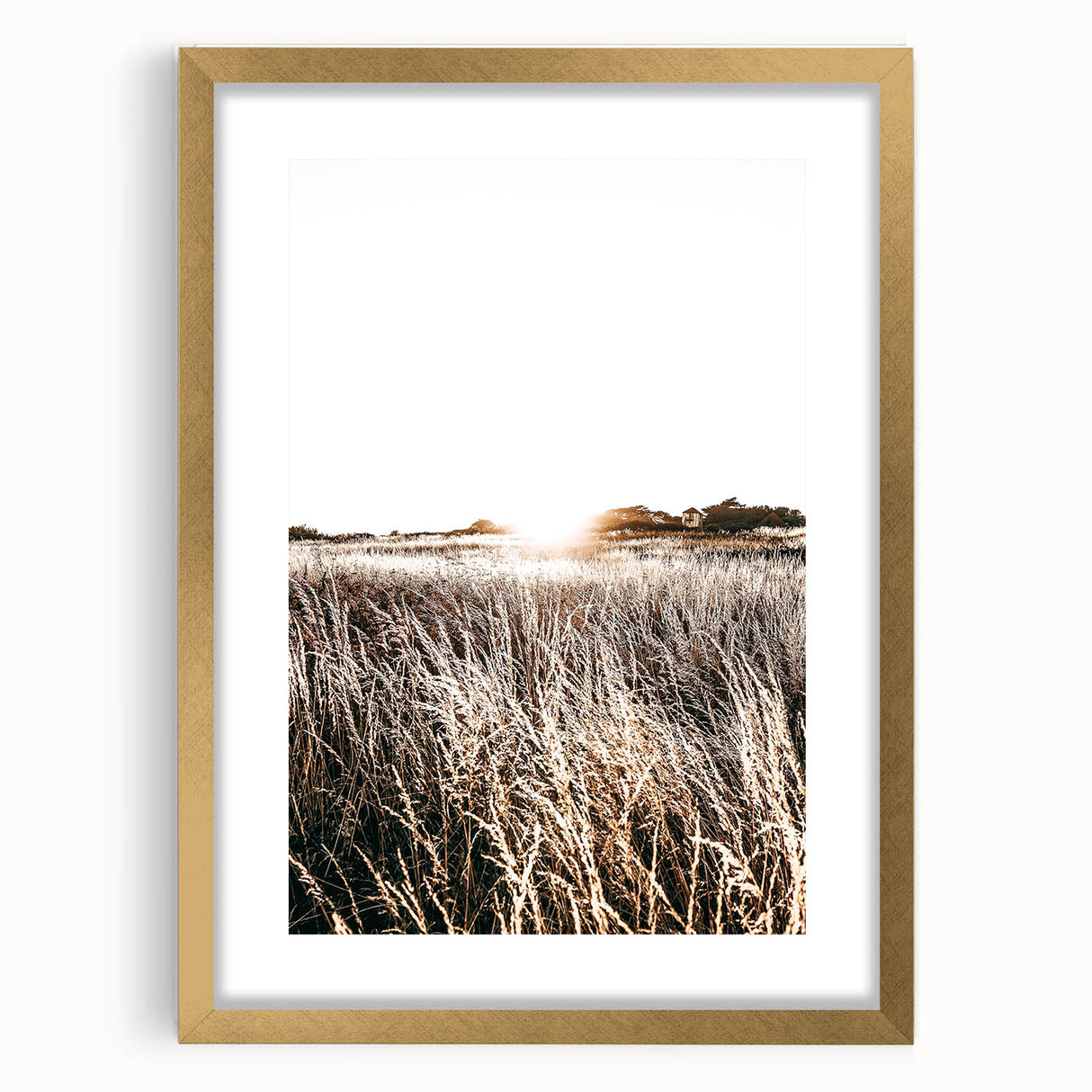Farmhouse Wall Art: Golden Sunset Over Wheat Field Country Décor