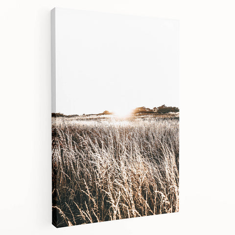 Farmhouse Wall Art: Golden Sunset Over Wheat Field Country Décor