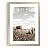 Farmhouse Wall Art: Horses Grazing in Rustic Meadow Country Décor