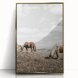 Farmhouse Wall Art: Horses Grazing in Rustic Meadow Country Décor