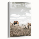 Farmhouse Wall Art: Horses Grazing in Rustic Meadow Country Décor