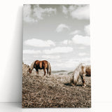 Farmhouse Wall Art: Horses Grazing in Rustic Meadow Country Décor