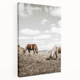 Farmhouse Wall Art: Horses Grazing in Rustic Meadow Country Décor