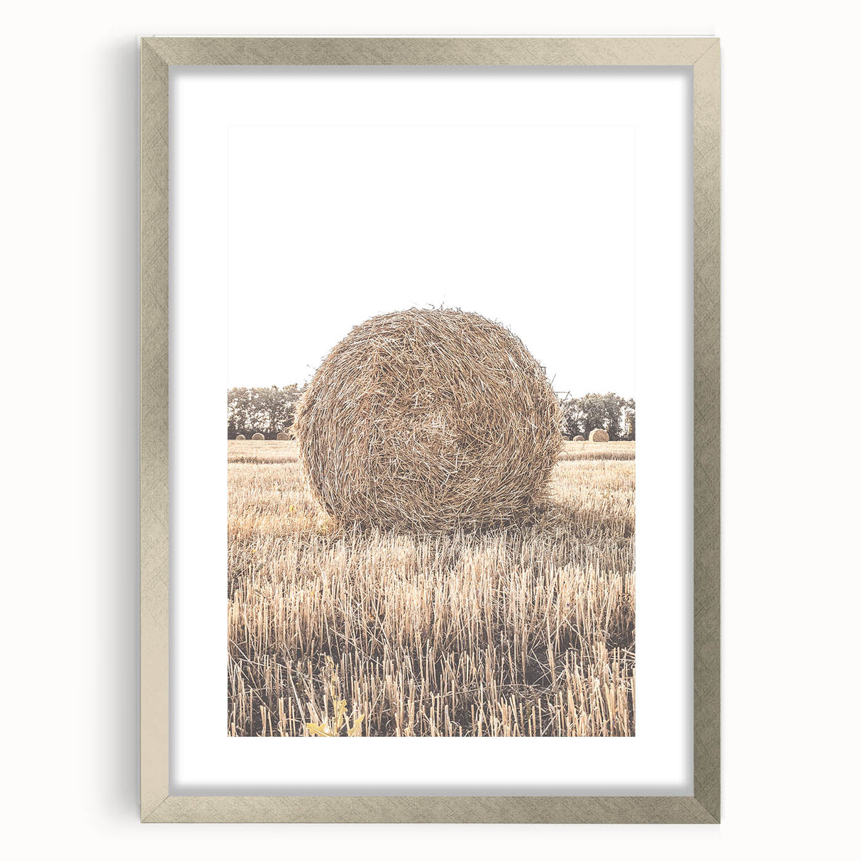 Farmhouse Wall Art: Large Hay Bale in Harvest Field Country Décor