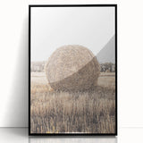 Farmhouse Wall Art: Large Hay Bale in Harvest Field Country Décor