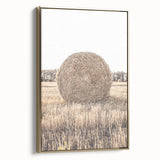Farmhouse Wall Art: Large Hay Bale in Harvest Field Country Décor