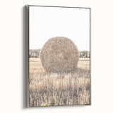 Farmhouse Wall Art: Large Hay Bale in Harvest Field Country Décor