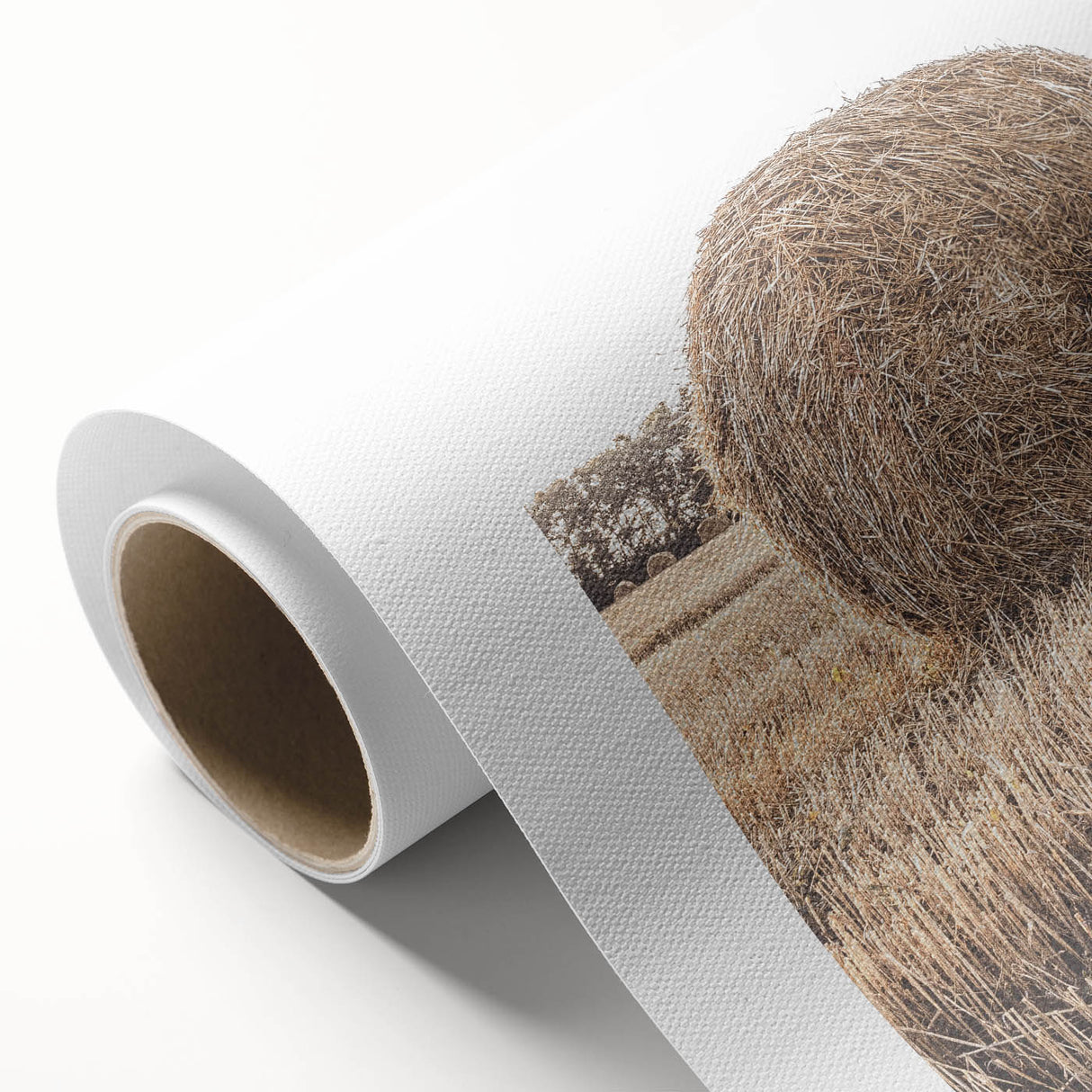 Farmhouse Wall Art: Large Hay Bale in Harvest Field Country Décor