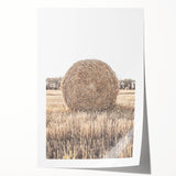 Farmhouse Wall Art: Large Hay Bale in Harvest Field Country Décor