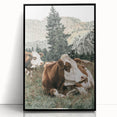 Farmhouse Wall Art: Cows Resting in Mountain Meadow Country Décor