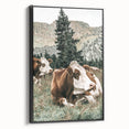 Farmhouse Wall Art: Cows Resting in Mountain Meadow Country Décor