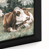 Farmhouse Wall Art: Cows Resting in Mountain Meadow Country Décor
