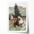 Farmhouse Wall Art: Cows Resting in Mountain Meadow Country Décor