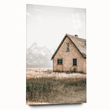 Farmhouse Wall Art: Rustic House with Mountain Backdrop Country Décor