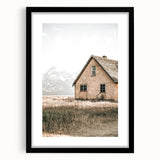 Farmhouse Wall Art: Rustic House with Mountain Backdrop Country Décor