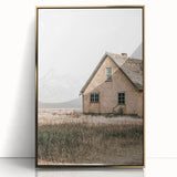 Farmhouse Wall Art: Rustic House with Mountain Backdrop Country Décor