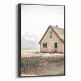 Farmhouse Wall Art: Rustic House with Mountain Backdrop Country Décor