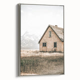 Farmhouse Wall Art: Rustic House with Mountain Backdrop Country Décor