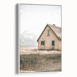 Farmhouse Wall Art: Rustic House with Mountain Backdrop Country Décor