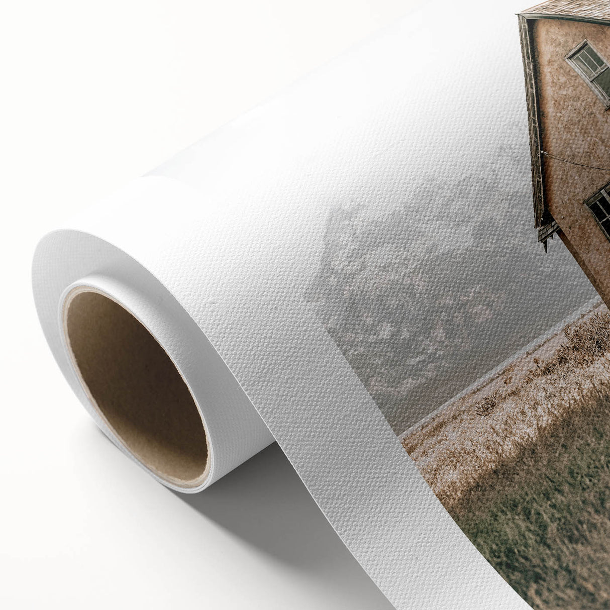Farmhouse Wall Art: Rustic House with Mountain Backdrop Country Décor