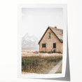 Farmhouse Wall Art: Rustic House with Mountain Backdrop Country Décor