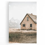 Farmhouse Wall Art: Rustic House with Mountain Backdrop Country Décor
