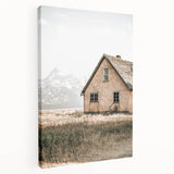 Farmhouse Wall Art: Rustic House with Mountain Backdrop Country Décor