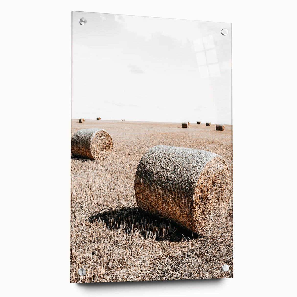 Farmhouse Wall Art: Rolling Hay Bale Scene for Rustic Farmhouse Decor