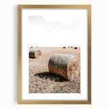 Farmhouse Wall Art: Rolling Hay Bale Scene for Rustic Farmhouse Decor