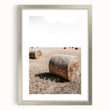 Farmhouse Wall Art: Rolling Hay Bale Scene for Rustic Farmhouse Decor