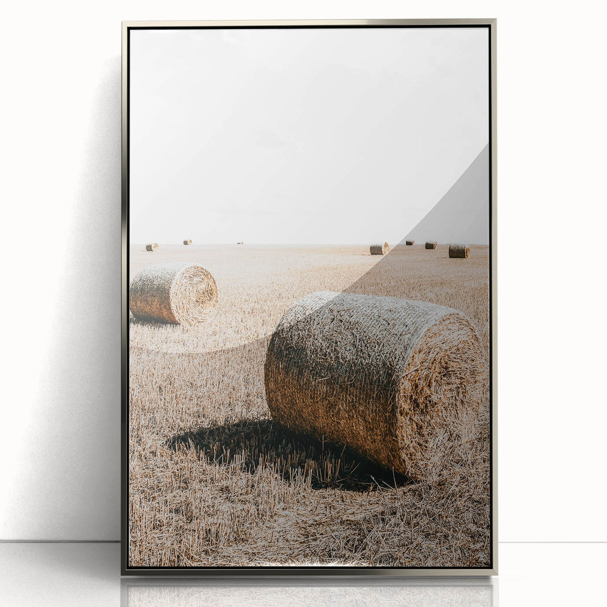 Farmhouse Wall Art: Rolling Hay Bale Scene for Rustic Farmhouse Decor