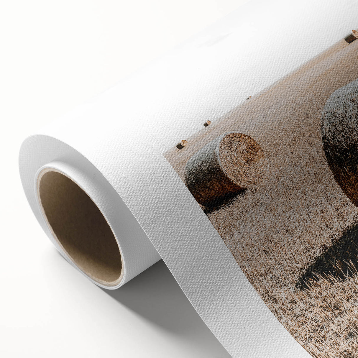 Farmhouse Wall Art: Rolling Hay Bale Scene for Rustic Farmhouse Decor