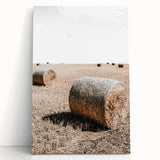 Farmhouse Wall Art: Rolling Hay Bale Scene for Rustic Farmhouse Decor