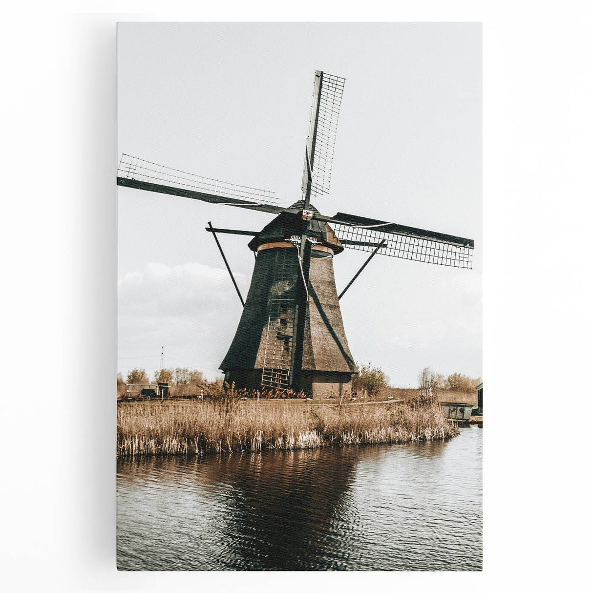 Farmhouse Wall Art: Rustic Windmill by the Water for Country Style Decor