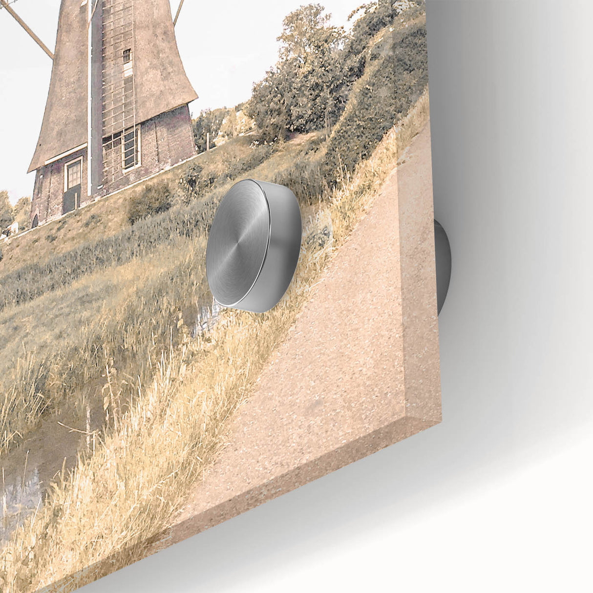 Farmhouse Wall Art: Windmill by the Canal for Rustic Country Decor