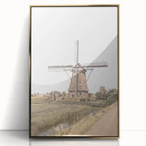 Farmhouse Wall Art: Windmill by the Canal for Rustic Country Decor