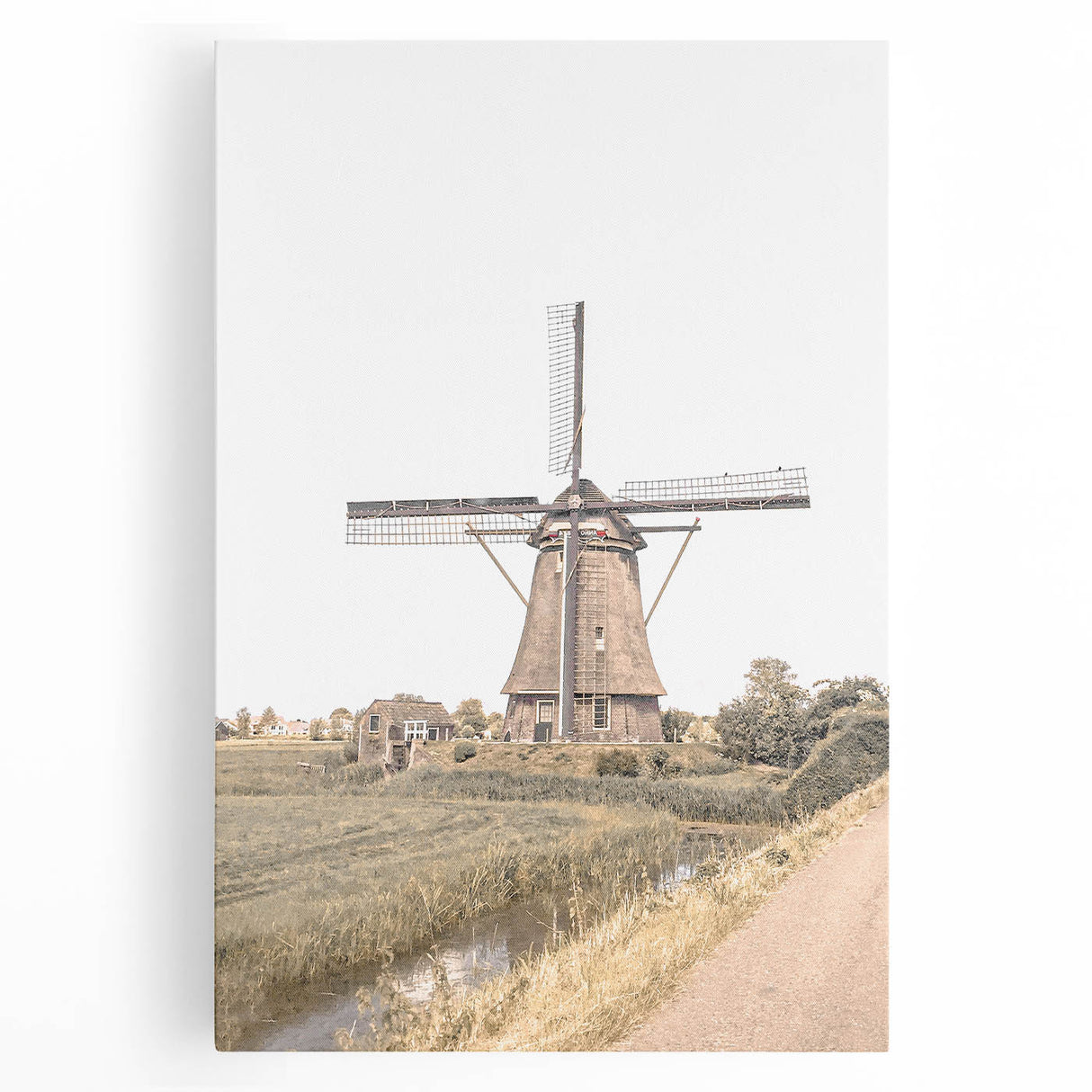 Farmhouse Wall Art: Windmill by the Canal for Rustic Country Decor