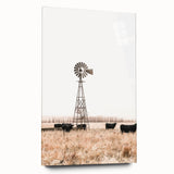 Farmhouse Wall Art: Windmill and Cattle Scene for Rustic Country Decor
