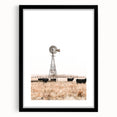 Farmhouse Wall Art: Windmill and Cattle Scene for Rustic Country Decor