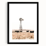 Farmhouse Wall Art: Windmill and Cattle Scene for Rustic Country Decor