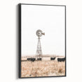 Farmhouse Wall Art: Windmill and Cattle Scene for Rustic Country Decor