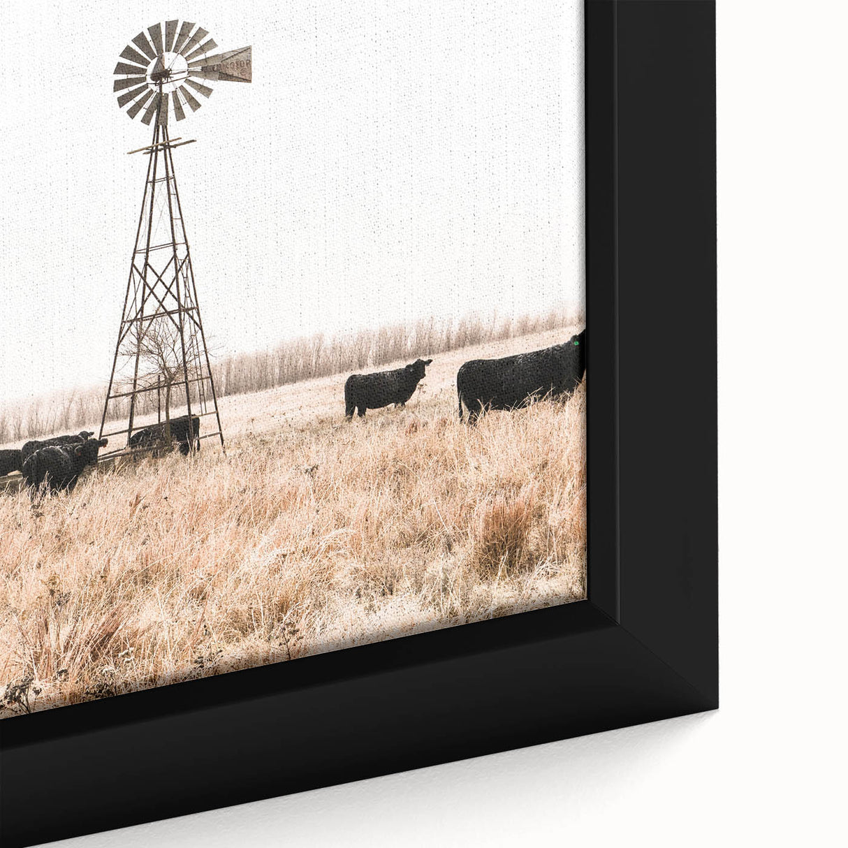 Farmhouse Wall Art: Windmill and Cattle Scene for Rustic Country Decor