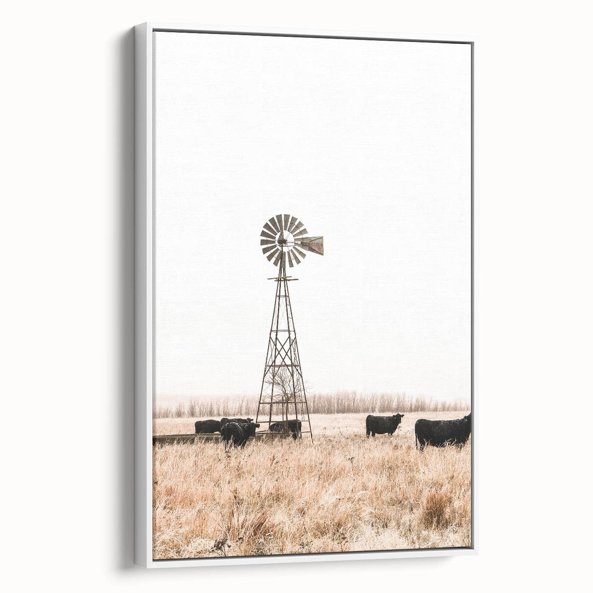 Farmhouse Wall Art: Windmill and Cattle Scene for Rustic Country Decor