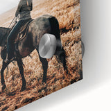 Farmhouse Wall Art - Cowboy Riding Horse Rustic Country Style Decor