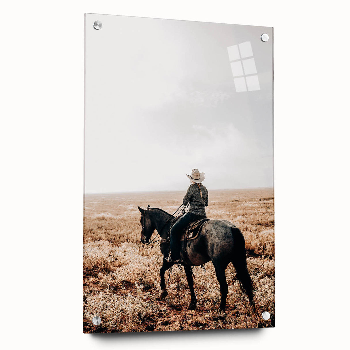 Farmhouse Wall Art - Cowboy Riding Horse Rustic Country Style Decor