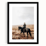 Farmhouse Wall Art - Cowboy Riding Horse Rustic Country Style Decor