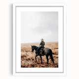 Farmhouse Wall Art - Cowboy Riding Horse Rustic Country Style Decor