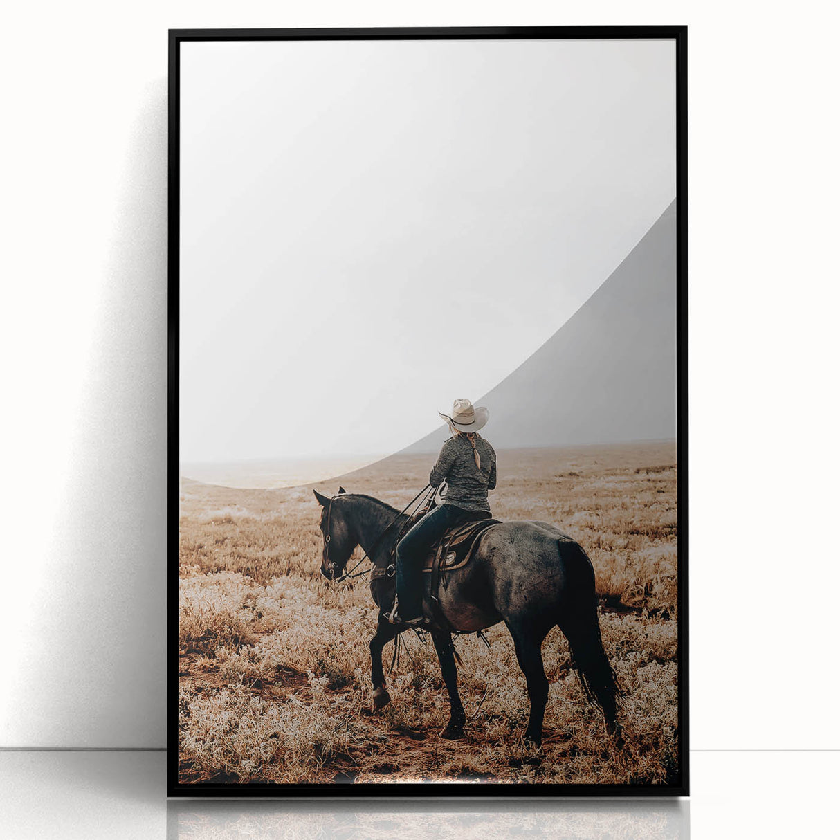 Farmhouse Wall Art - Cowboy Riding Horse Rustic Country Style Decor